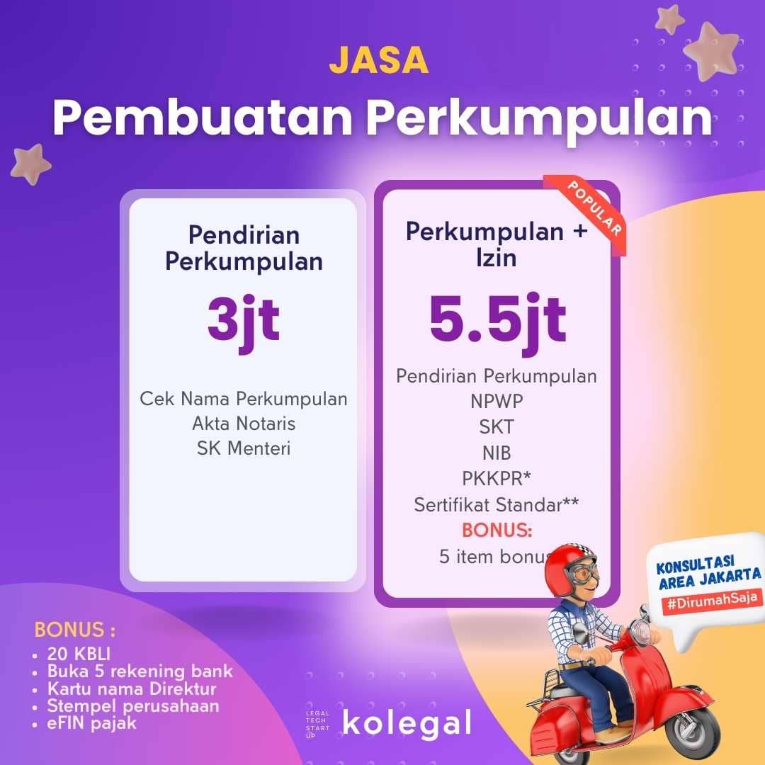 jasa pendirian perkumpulan dan jasa pembuatan perkumpulan