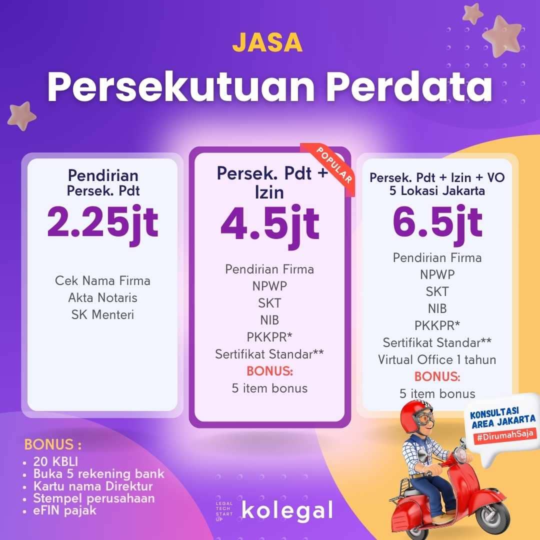 jasa pendirian persekutuan perdata dan jasa pembuatan persekutuan perdata